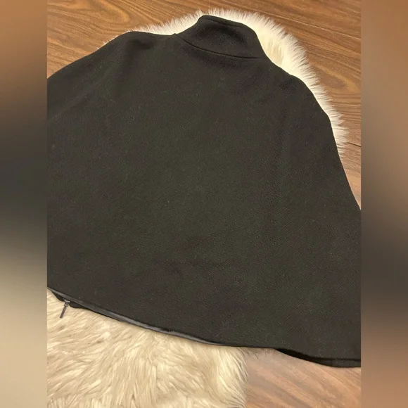 REISS Wool Viscose Blend Textured Full-Zip Cape Jacket